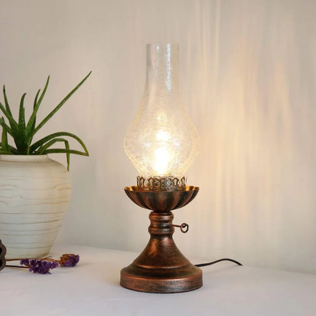 Настільна лампа Vintage Petroleum Lamp Retro Glass E27 Clear 40 см, фото №6
