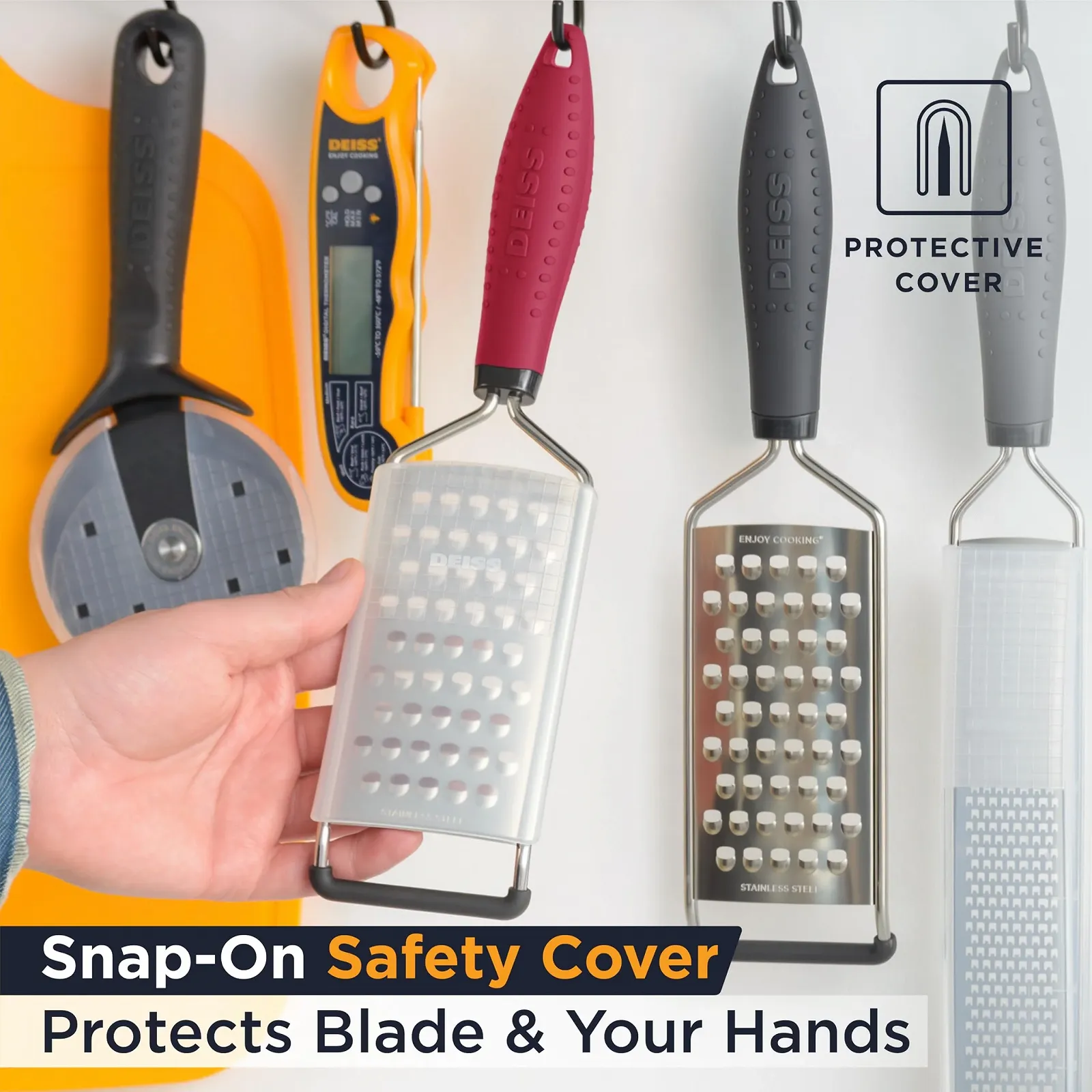 Терка Deiss Pro Coarse  для сиру ручна Гострі леза з нержавіючої сталі, нековзна ручка, фото №5