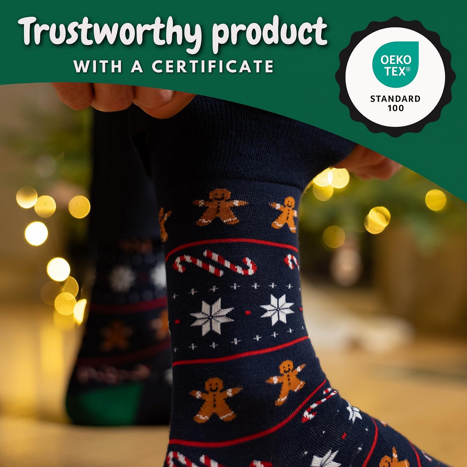 Рождественские носки Soxo Мужские подарки для женщин Мужские рождественские носки Женские носки в подарочной коробке 2 размера, фото №4