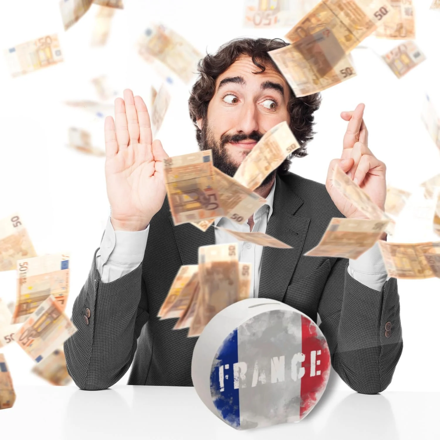 Скарбничка металева France Flag Used Look кругла, фото №7