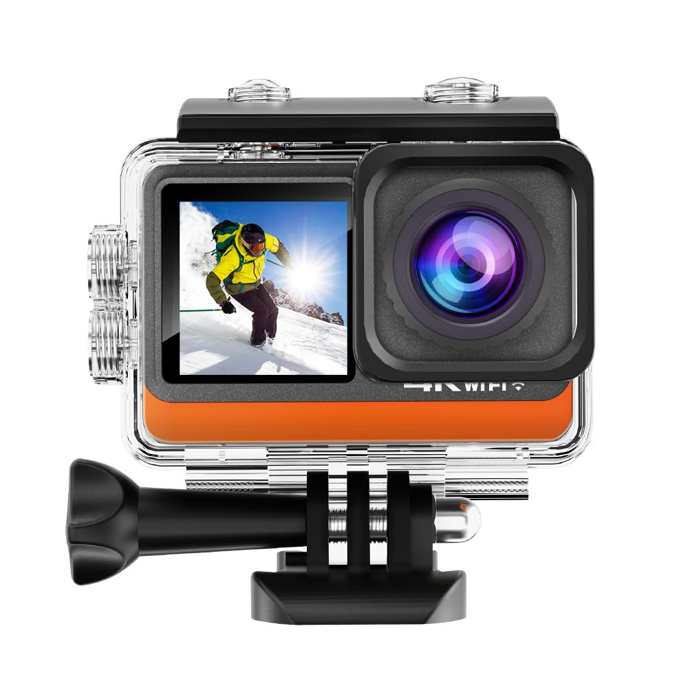 Action Cam Andoer 4K 24MP Водонепроникна Екшн-камера з 2.0 Inch Touch Control Screen Dual Screen 170° Широкий Кут З підтримкою прямих трансляцій з UV Filter Waterproof Housing Adapters, фото №1