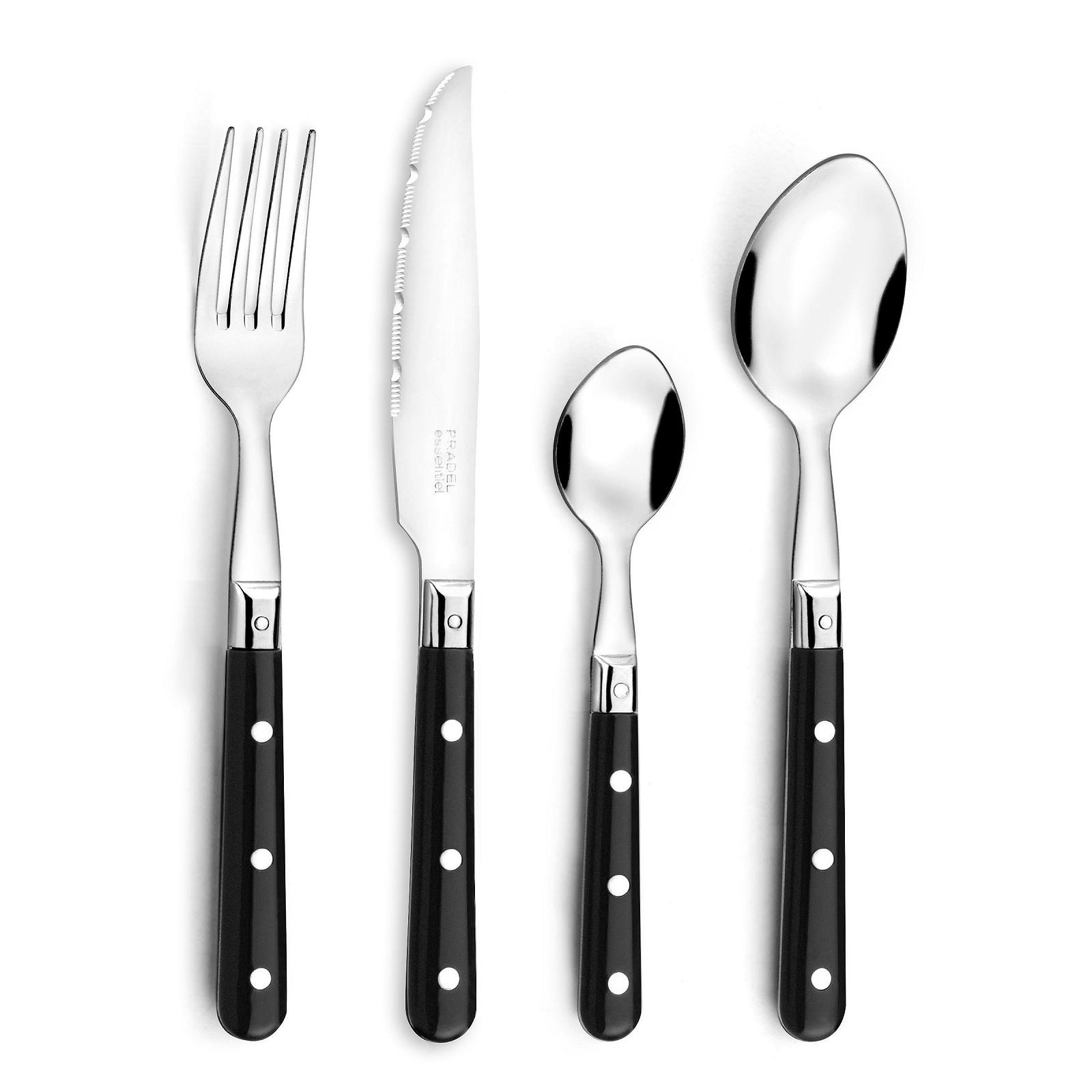 Набор столовых приборов Pradel Essentiel Bistro Club на 6 персон, 24 предмета, нержавеющая сталь 18/0, стандартная отделка, черный, фото №2