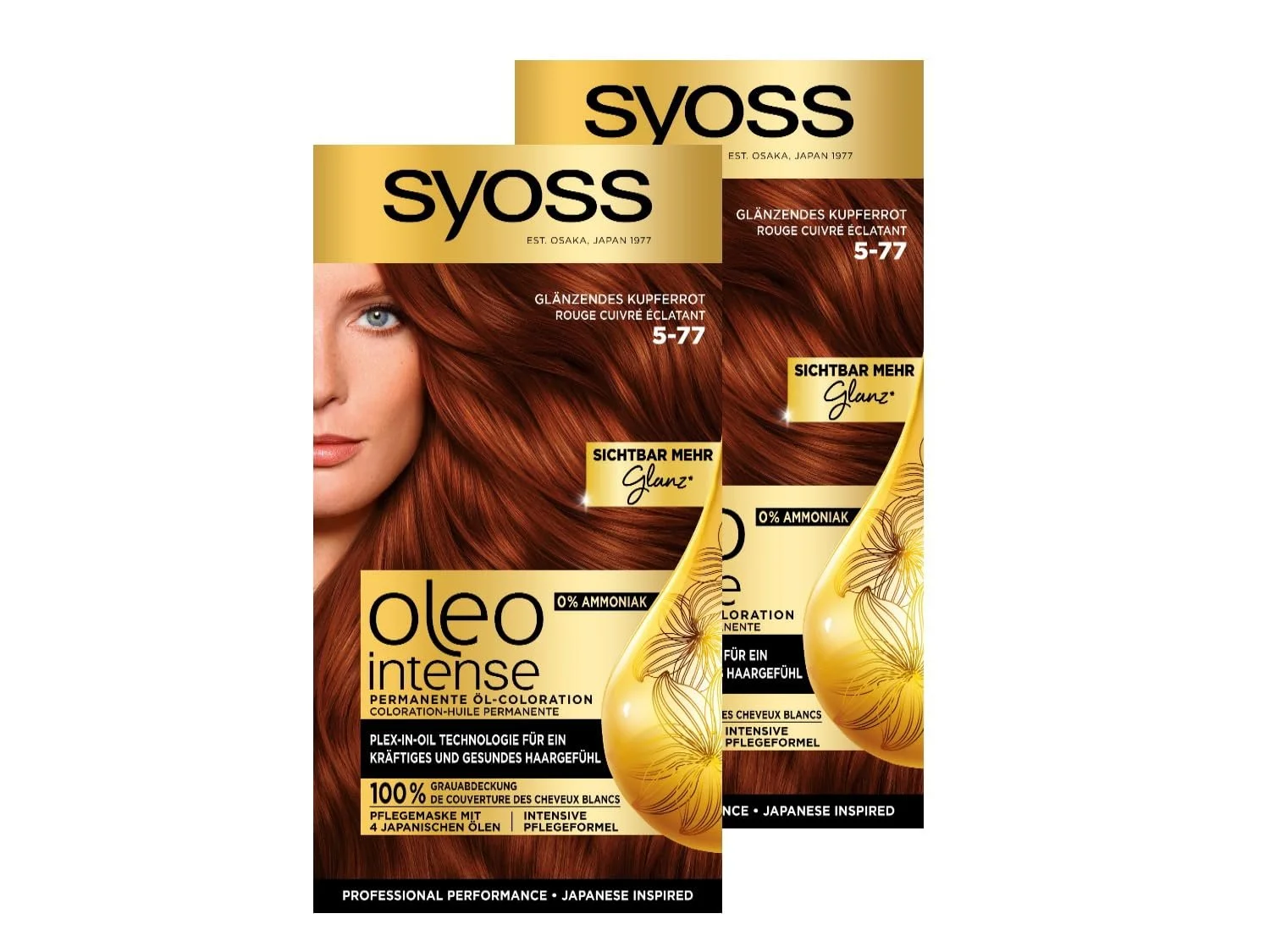 Краска для волос Syoss Oleo Intense 5-77 Shiny Copper Red, уровень 3, 115 мл, стойкая, с питательным маслом, без аммиака, 2 x 115 мл, фото №1 Краска для волос Syoss Oleo Intense 5-77 Shiny Copper Red, уровень 3, 115 мл, стойкая, с питательным маслом, без аммиака, 2 x 115 мл, фото №1