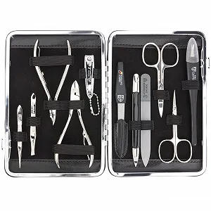 Набор для маникюра DREI SCHWERTER Germany Fano 11 предметов в крепком футляре черный - Фото 1