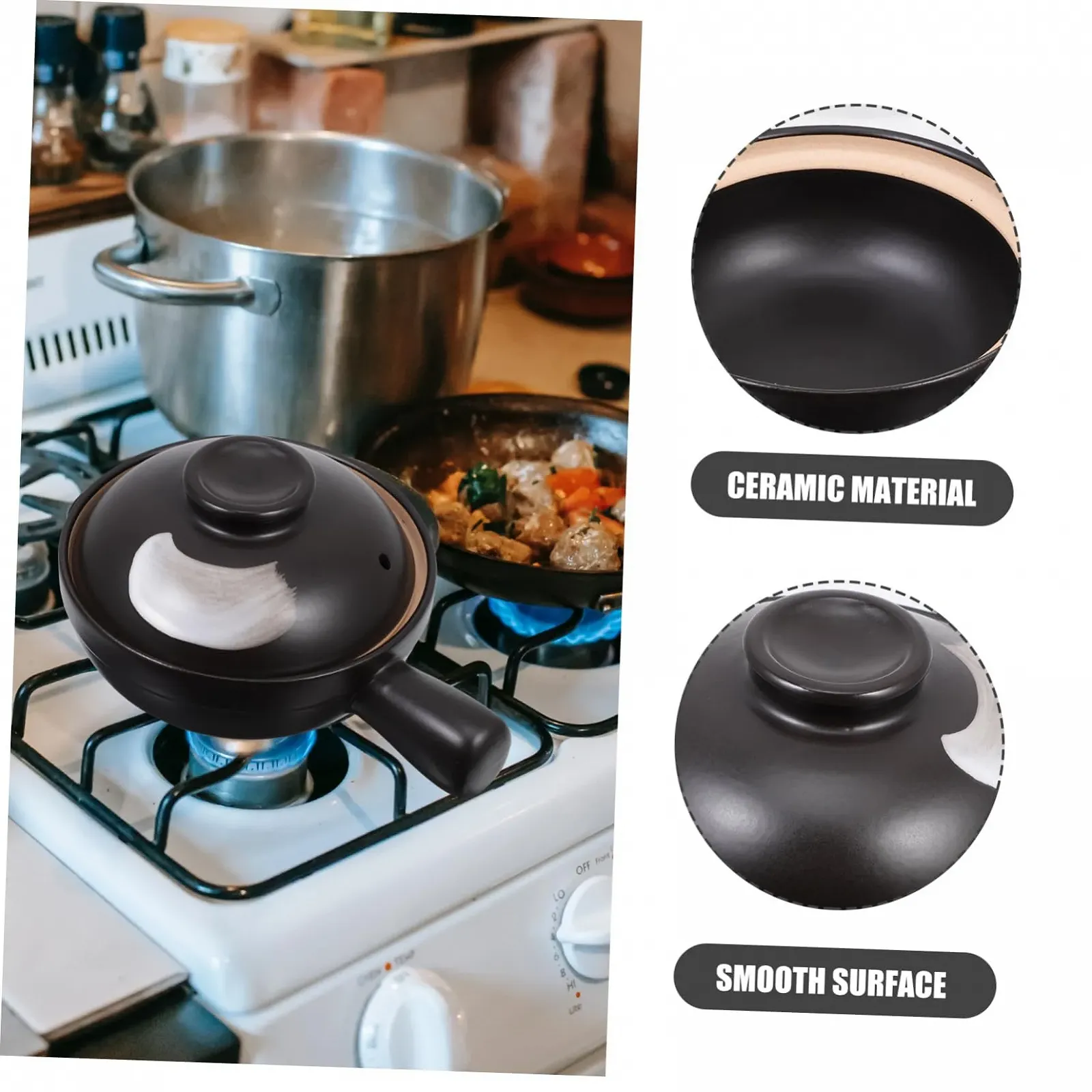 Ківш керамічний з кришкою та ручкою Термостійкий, фото №9