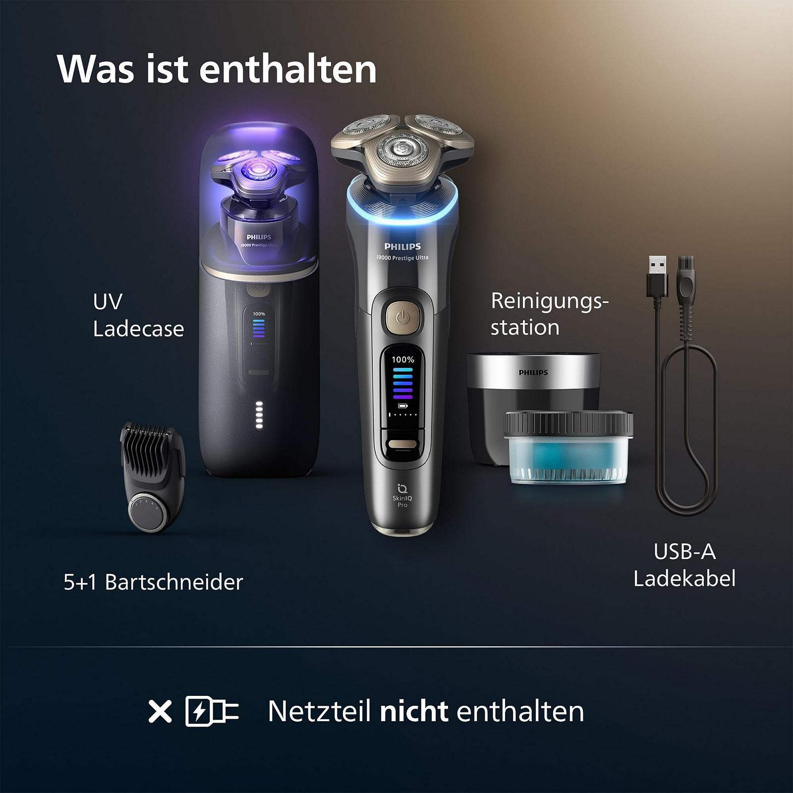 Електробритва Philips i9000 Prestige Ultra XP9402/46 для сухого та вологого гоління сенсор тиску та руху стайлер 5+1 очисна станція UV-футляр Синій (Adriatic), фото №7