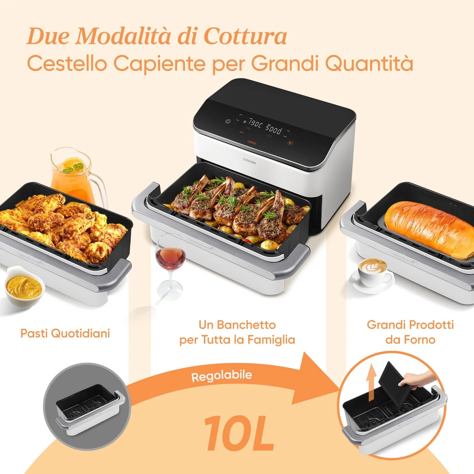 Мультипіч COSORI Dual Blaze TwinFry 10 л 2 кошики по 5 л WiFi 2800 Вт біла, фото №4 Мультипіч COSORI Dual Blaze TwinFry 10 л 2 кошики по 5 л WiFi 2800 Вт біла, фото №4
