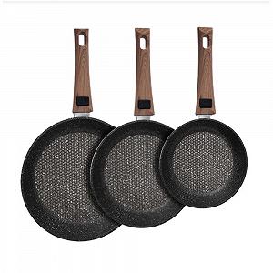 Набор Durandal Légende Посуд 3 шт. Алюминиевые сковородки съемная ручка антипригарное покрытие (20 + 24 + 28 см) - Фото 1