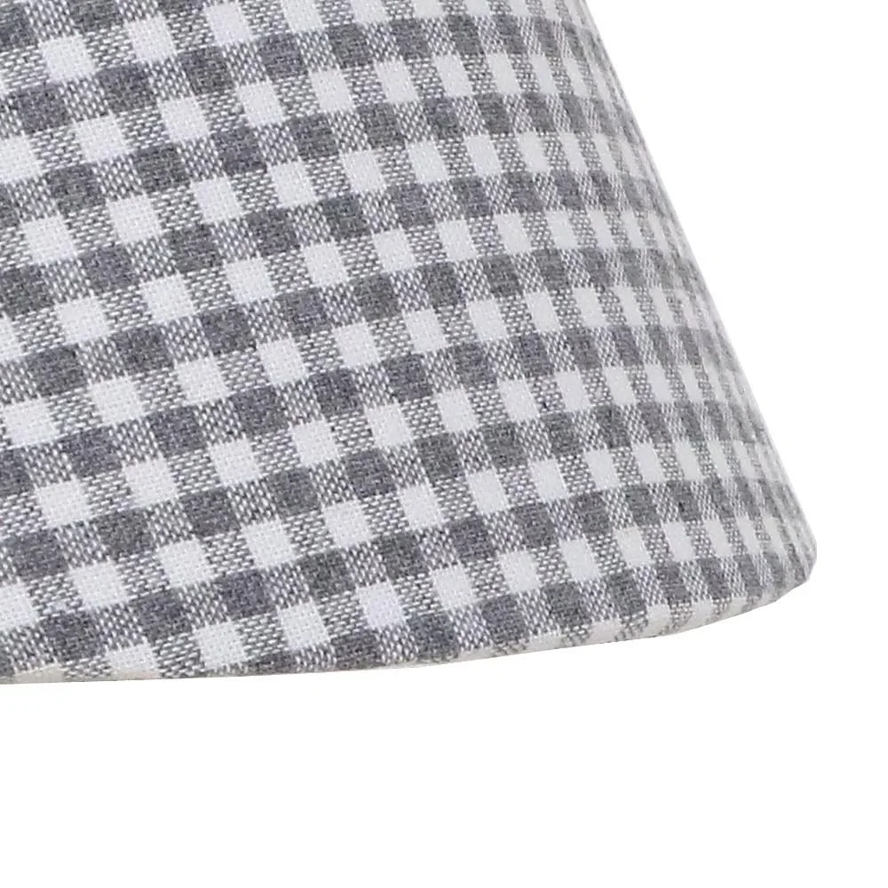 Настільна лампа Little Cottage дерев'яна з клітчастим абажуром E27, біло-сіра, фото №2