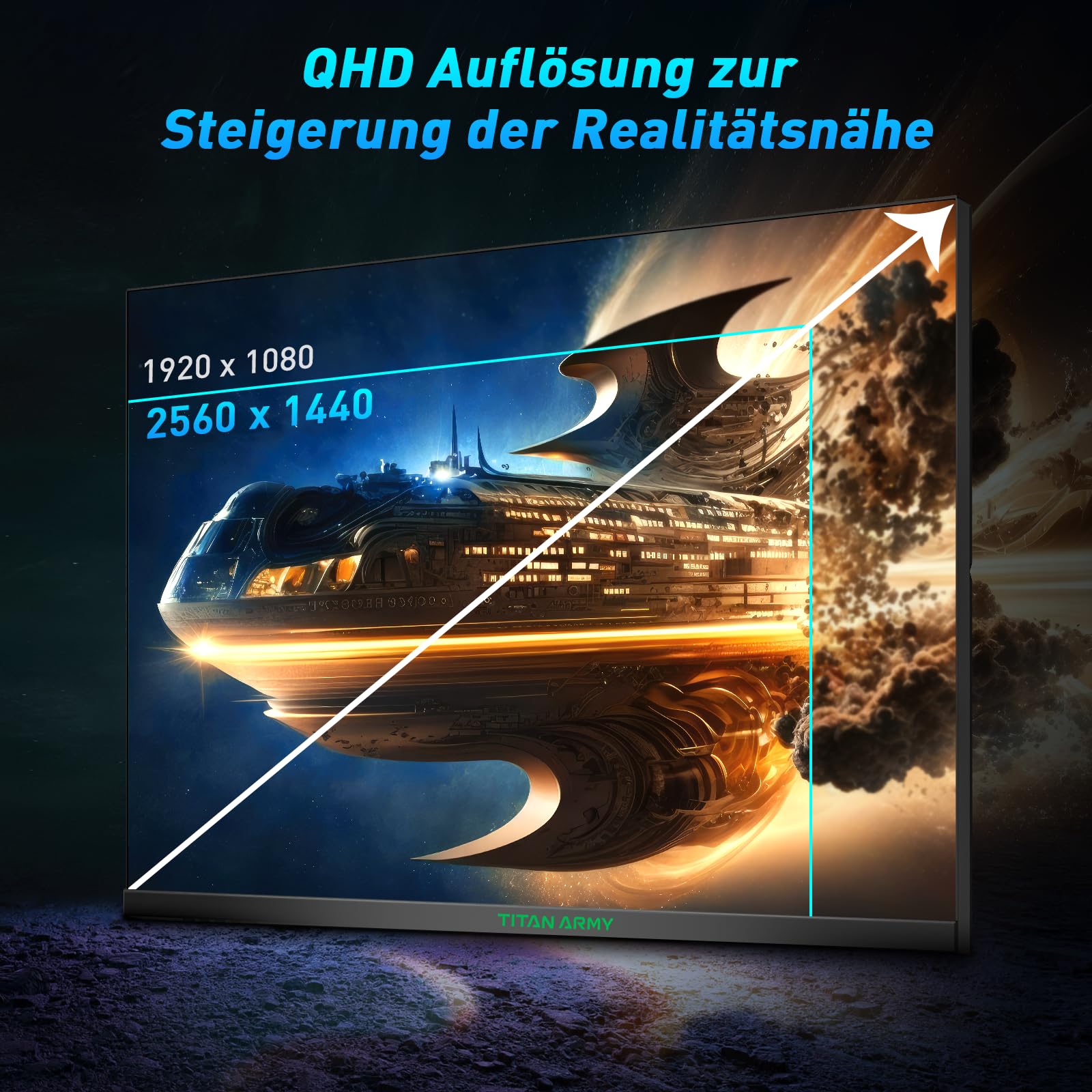 Монитор TITAN ARMY P32A2S2 240Hz 1440P Gaming 32 дюйма QHD 2560 x 1440 Fast IPS 1ms GTG Adaptive-Sync безрамочный HDR400 97% DCI-P3 Low Blue Light регулируемая подставка DP & HDMI x2, фото №4