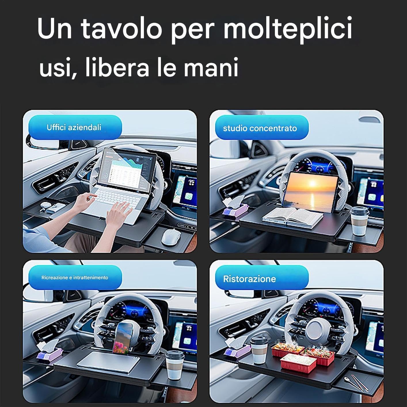 Столик-подставка с автоматическим держателем для ноутбука, раскладной столик для работы в автомобиле для чтения, путешествий, обеда, кемпинга, фото №4