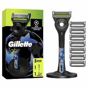 Бритва Gillette Labs UEFA Champions League Special Edition с очищающим элементом 1 ручка и 8 сменных лезвий с магнитной подставкой - Фото 1