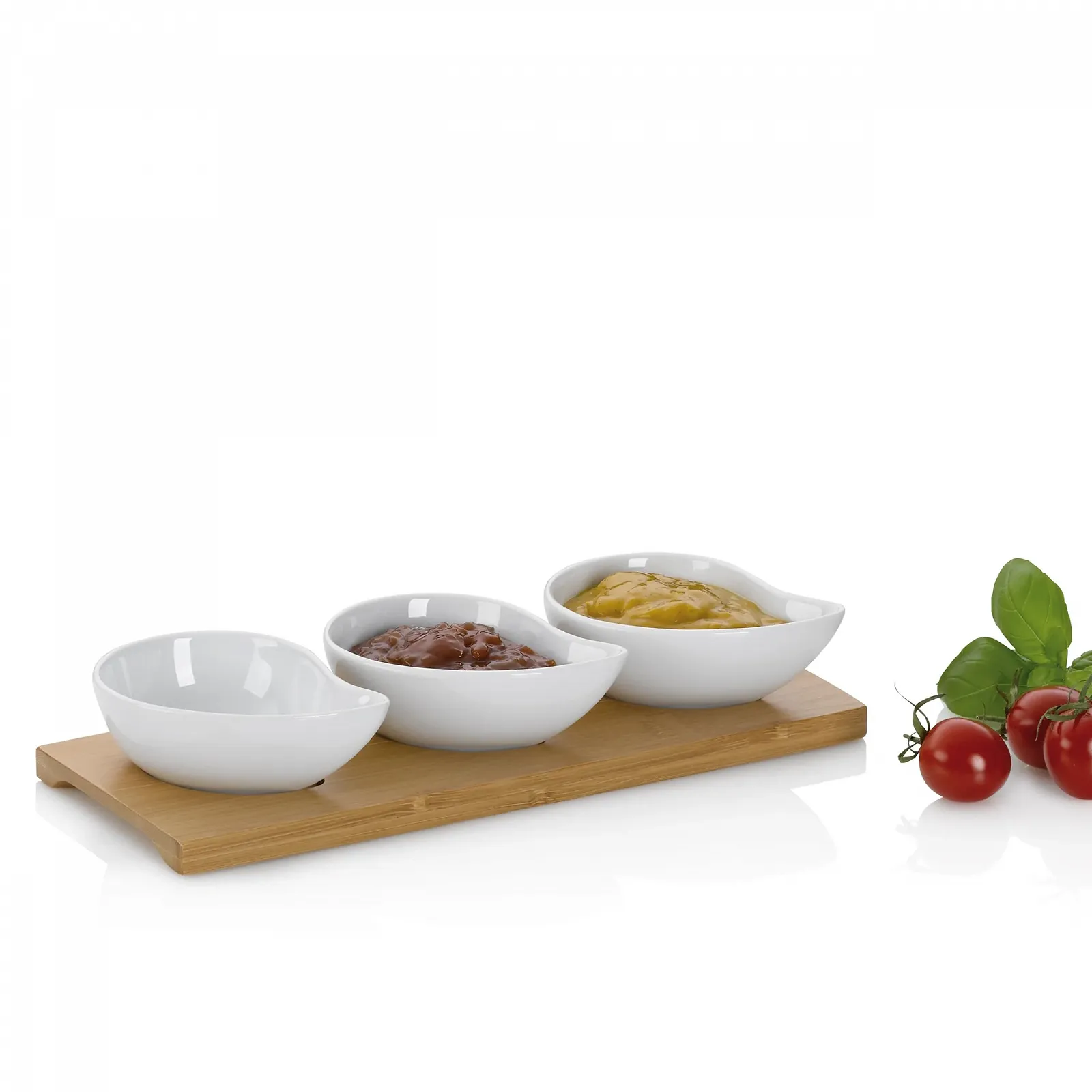 Набор мисок Philipa Kela 4 шт с бамбуковой доской 26 x 10 x 4.5 см Фарфор Белый, фото №2