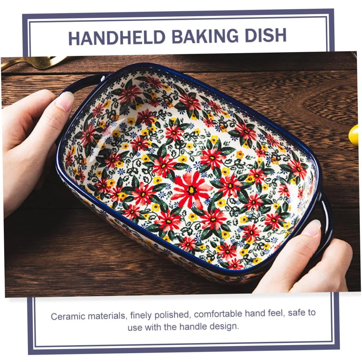 Керамическая форма для выпекания Прямоугольная кастрюля-сотейник с двойными ручками Эргономичная функция подогрева Польский дизайн, фото №7