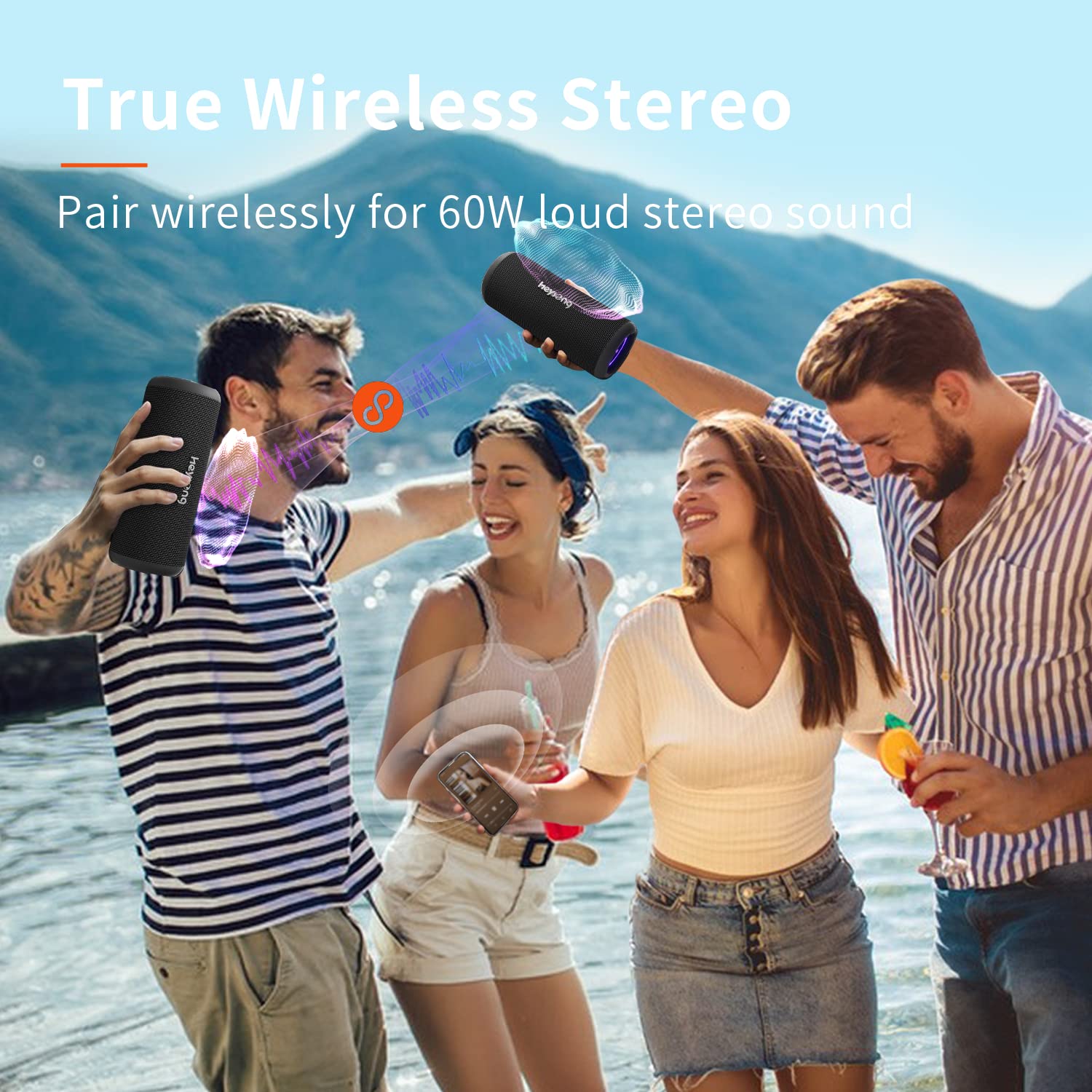 Bluetooth Портативна колонка HEYSONG Портативний 30W Водонепроникний, фото №6