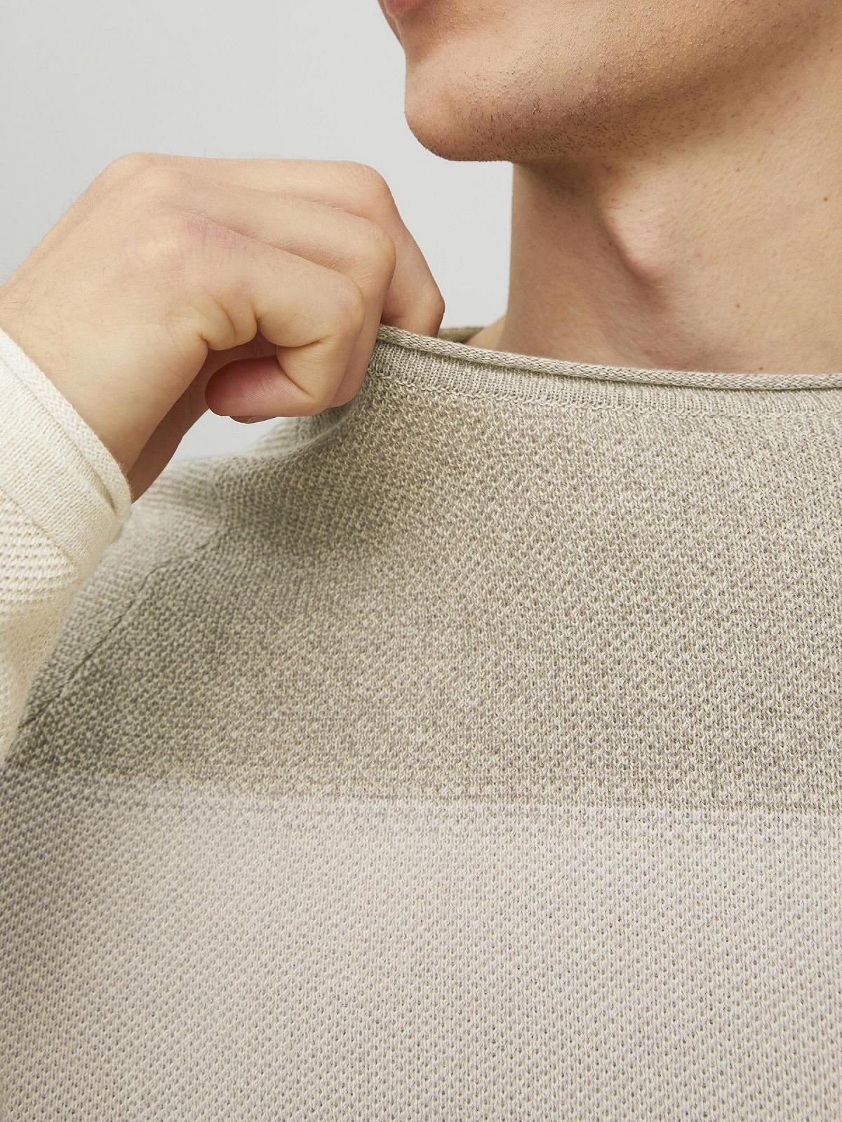 Вязаний пуловер JACK & JONES JJEHILL чоловічий, з круглим вирізом, базова бавовняна сорочка з довгим рукавом, фото №6