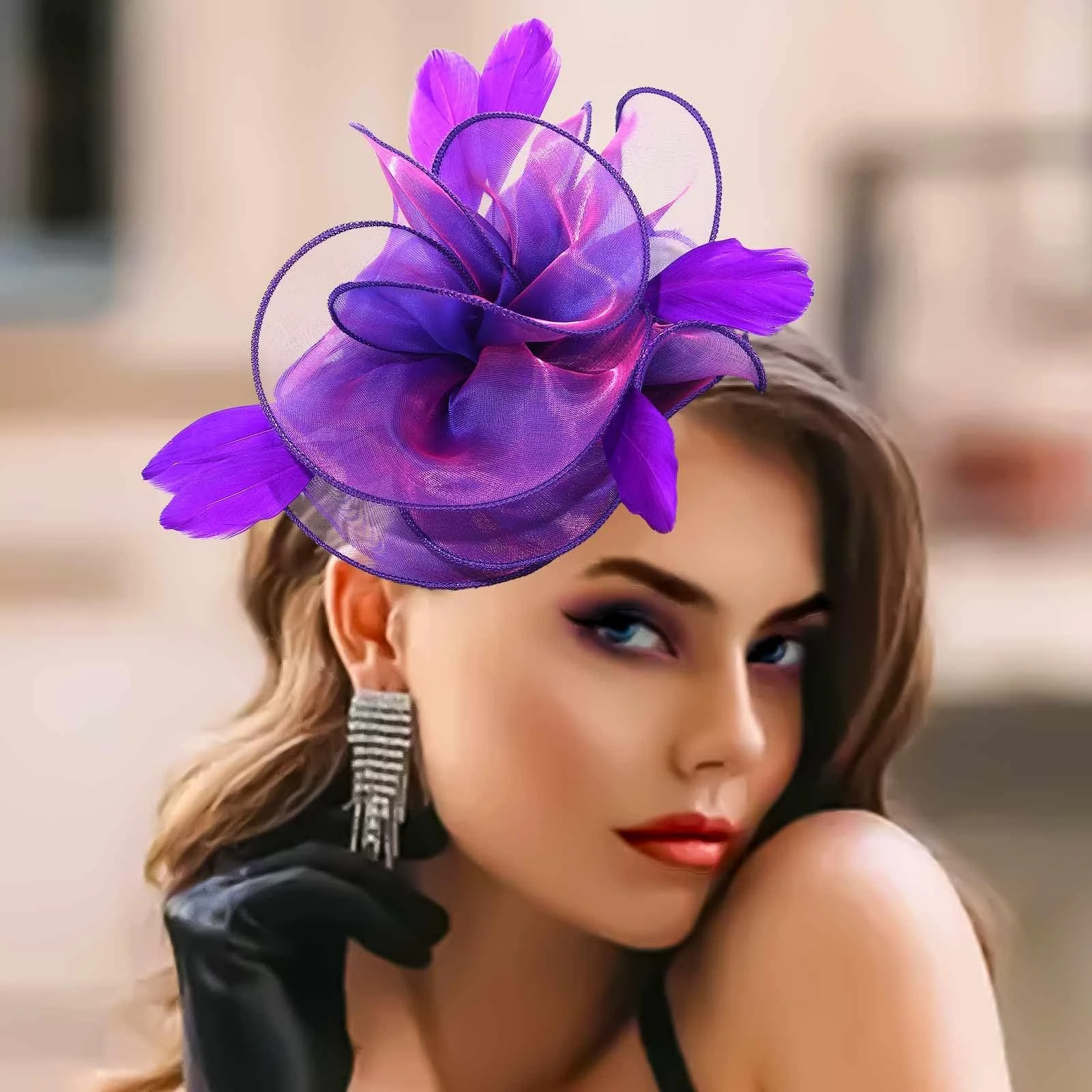 Обруч-шляпка Fascinator Фиолетовый, фото №2