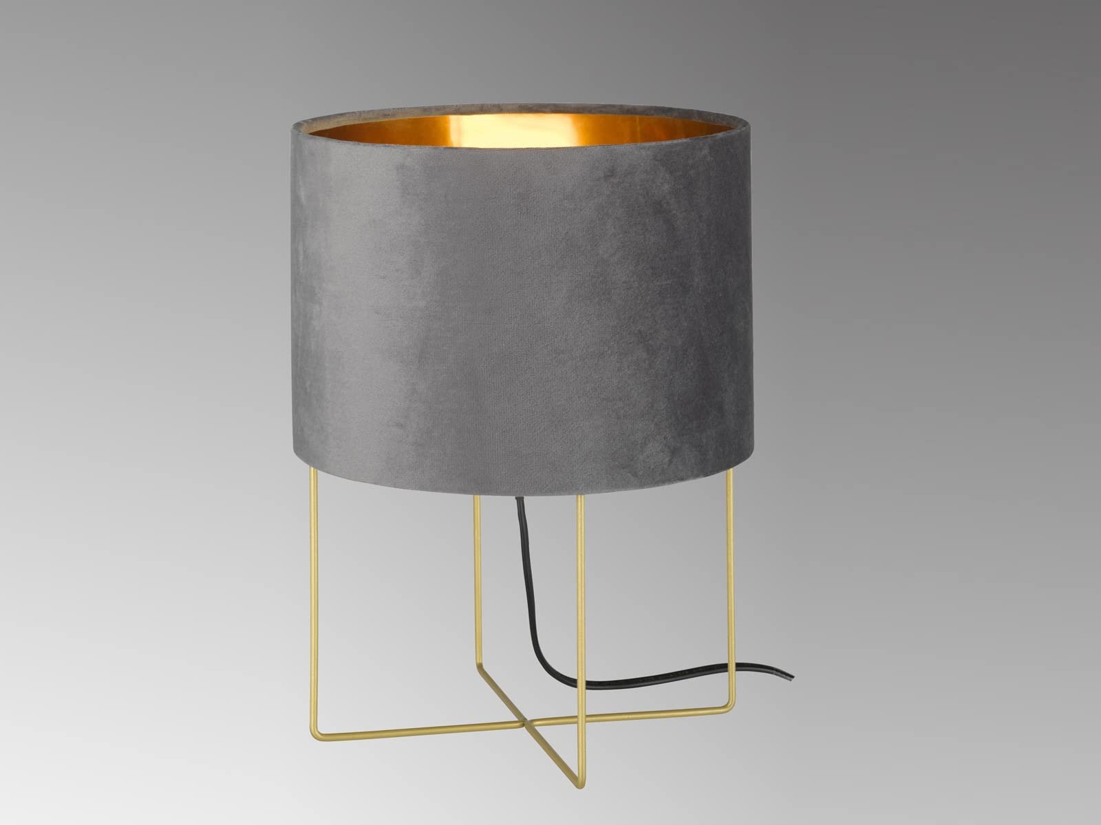 Настільна лампа Велюровий абажур Сіра Золотиста 24 см., фото №3