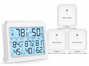 Бездротовий термометр/гігрометр ORIA, монітор температури та вологості з 3 зовнішніми датчиками - Фото 1