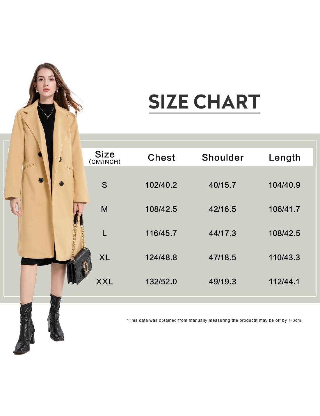 Жіноче вовняне пальто Vanchenl Двобортне Середньої Довжини, фото №5