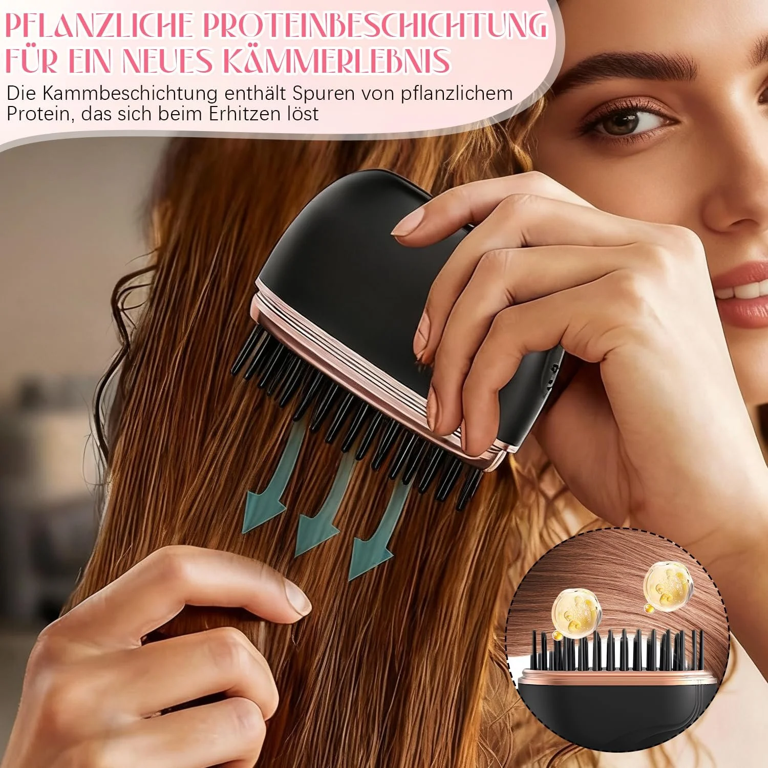 Щітка-випрямляч Mini Wireless портативна швидке нагрівання 3 рівні температури Рожева, фото №2 Щітка-випрямляч Mini Wireless портативна швидке нагрівання 3 рівні температури Рожева, фото №2