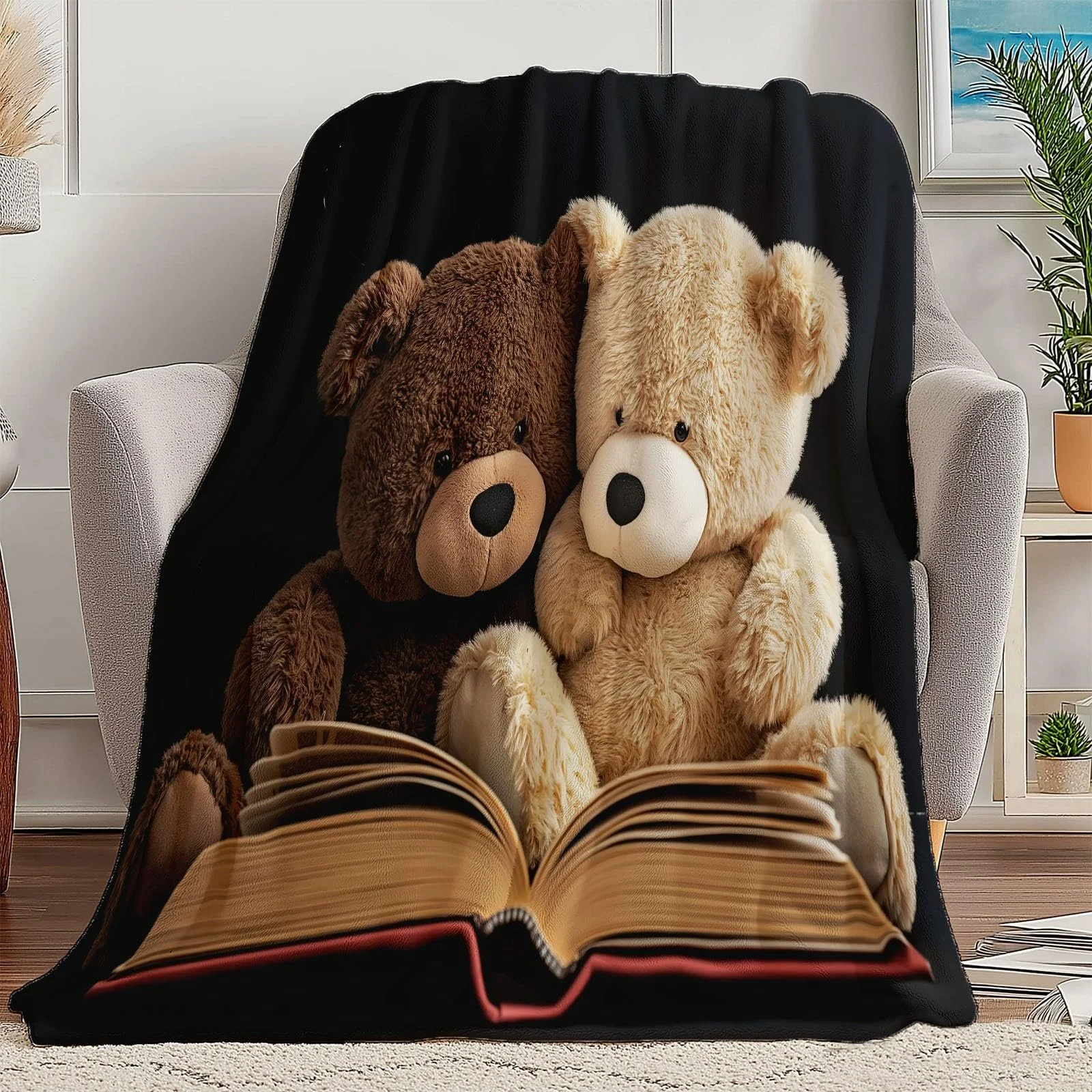 Плед Cuddly Для взрослых 3D Цветной Фланелевый Плед Шерпа Флисовый Плед Для взрослых 150 x 200 см Мягкий Плед из Микрофибры Теплый Плед Простой Мотив Плюшевого Мишки Легкий и Теплый Плед, фото №2