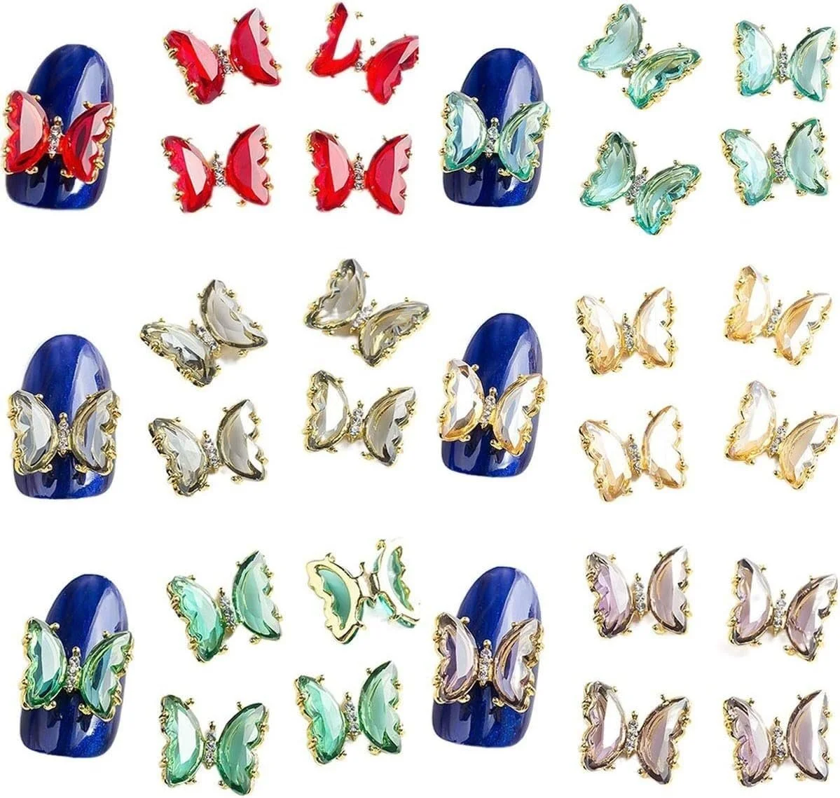 Стразы для ногтей Nagel Reize 3D-Люкс Кристалл-бабочка Group#2, 30 шт., фото №1