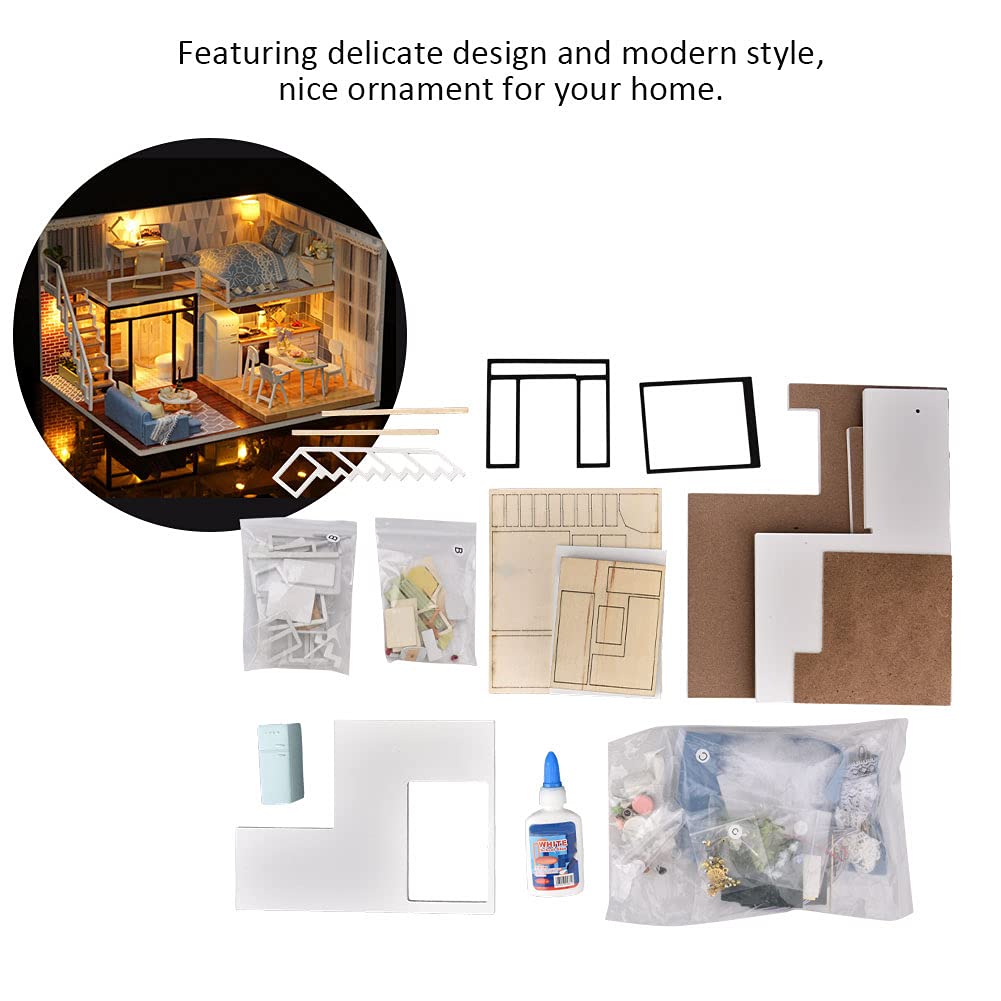 Набір Ejoyous DIY Miniature Dollhouse 1:24 Дерев'яний Дім з Меблями зі Світлом (Світло-блакитний настрій), фото №7