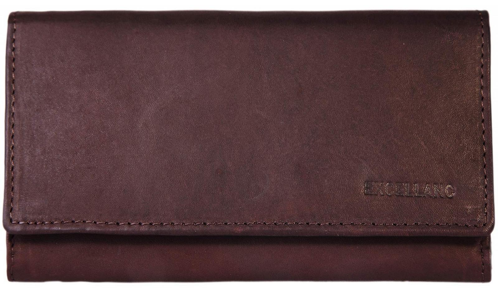 Кошелек Excellanc женский из кожи 9 x 16.5 x 2 см, коричневый, Classic, фото №1