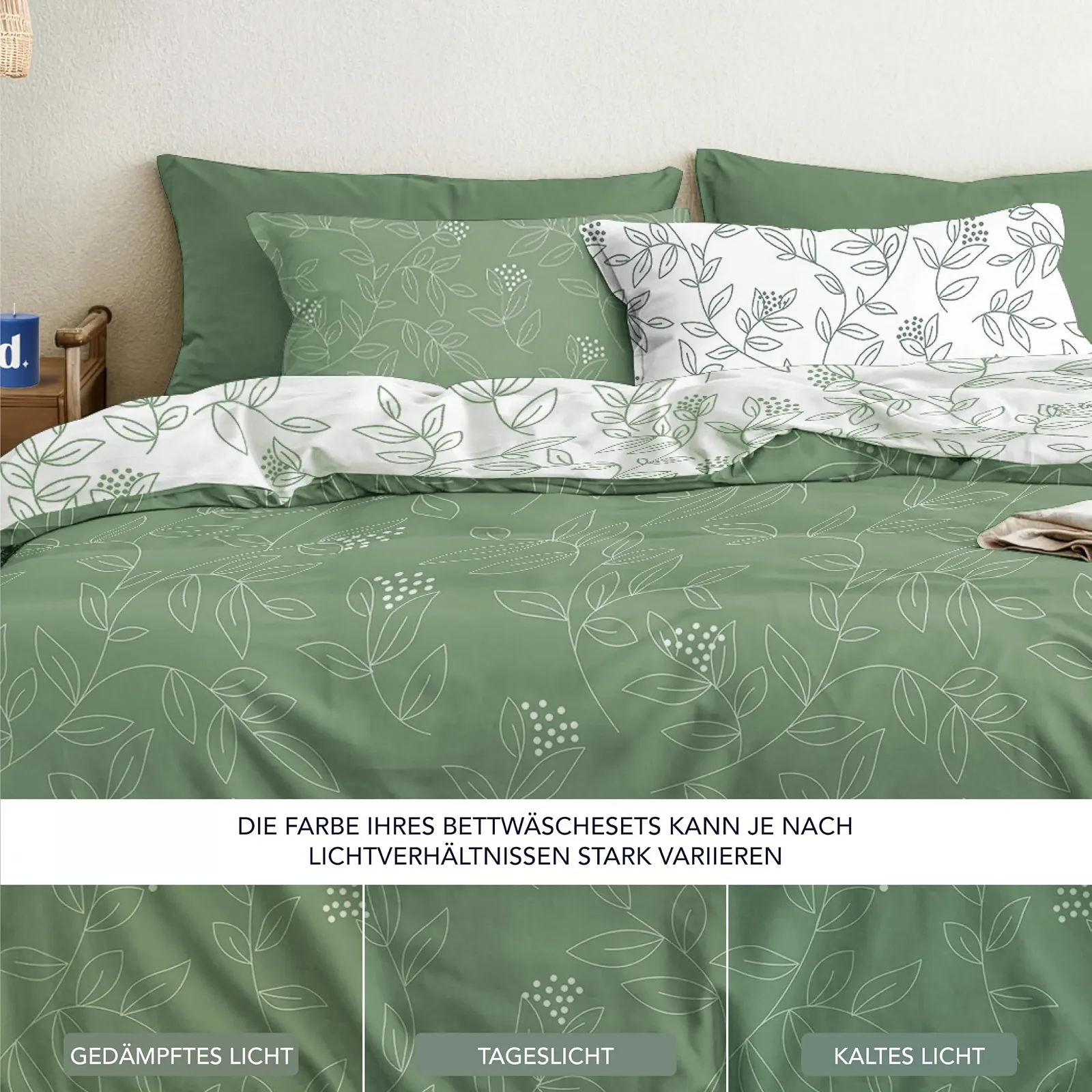 Комплект постельного белья Dreamzie 200 x 200 см лиственный узор, фото №6