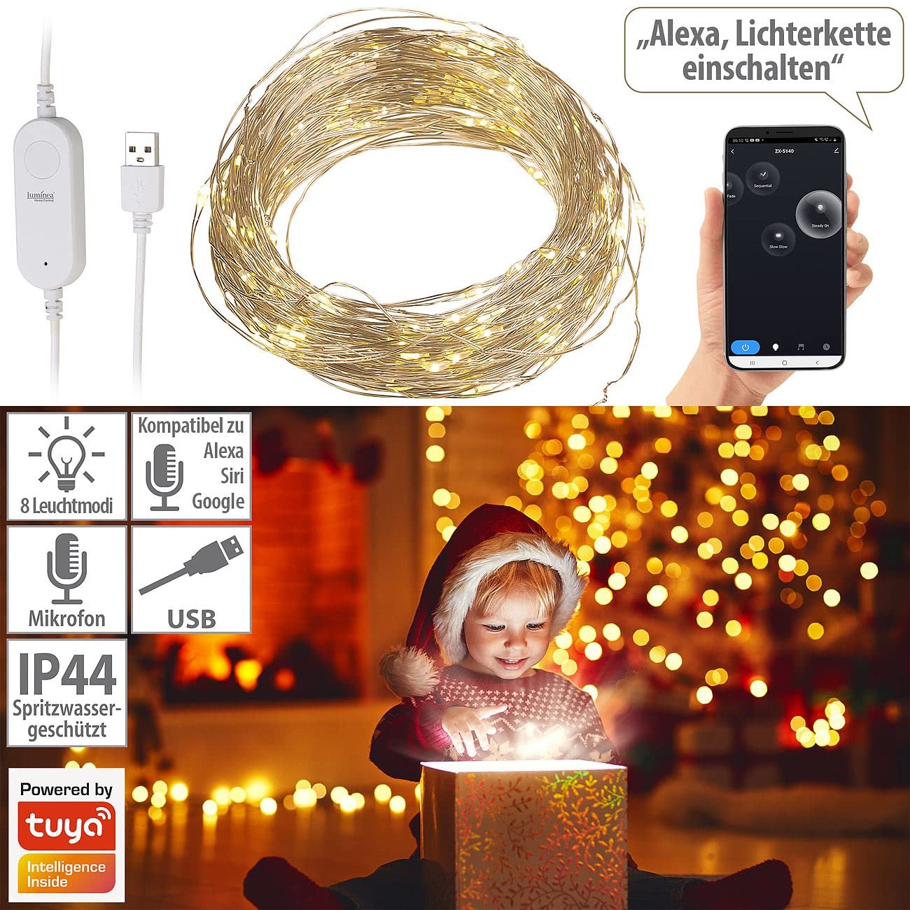 Гірлянда Luminea Home Control LED, 100 світлодіодів, 10 м, фото №3