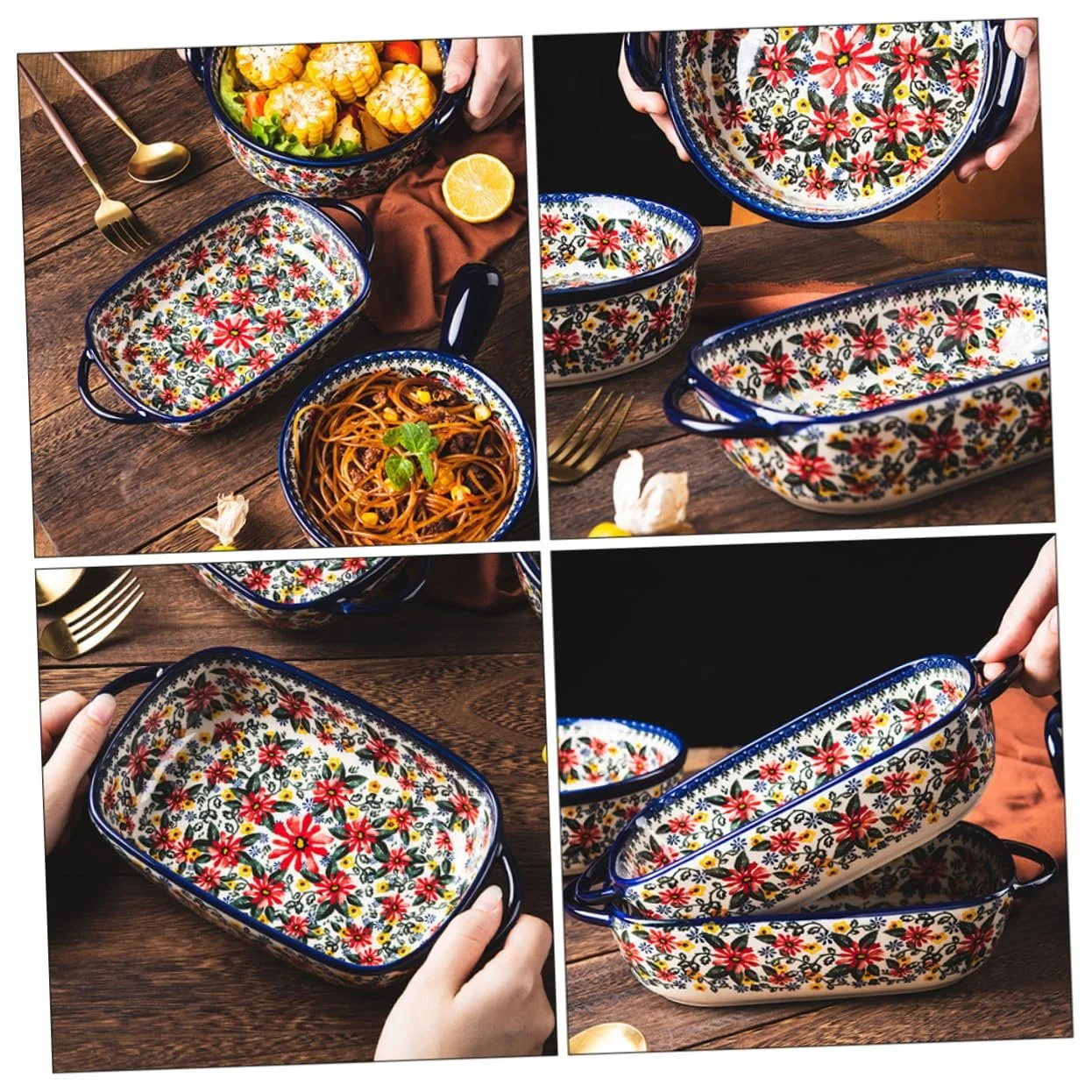 Форма для запікання GALPADA керамічна прямокутна з подвійними ручками термостійка, фото №9