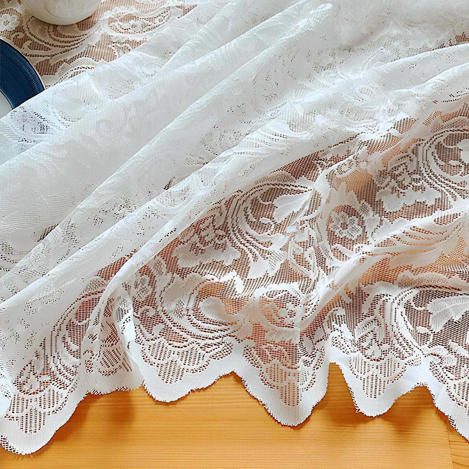 Скатерть кружевная прямоугольная цветочный узор 140 x 220 см Белая, фото №7