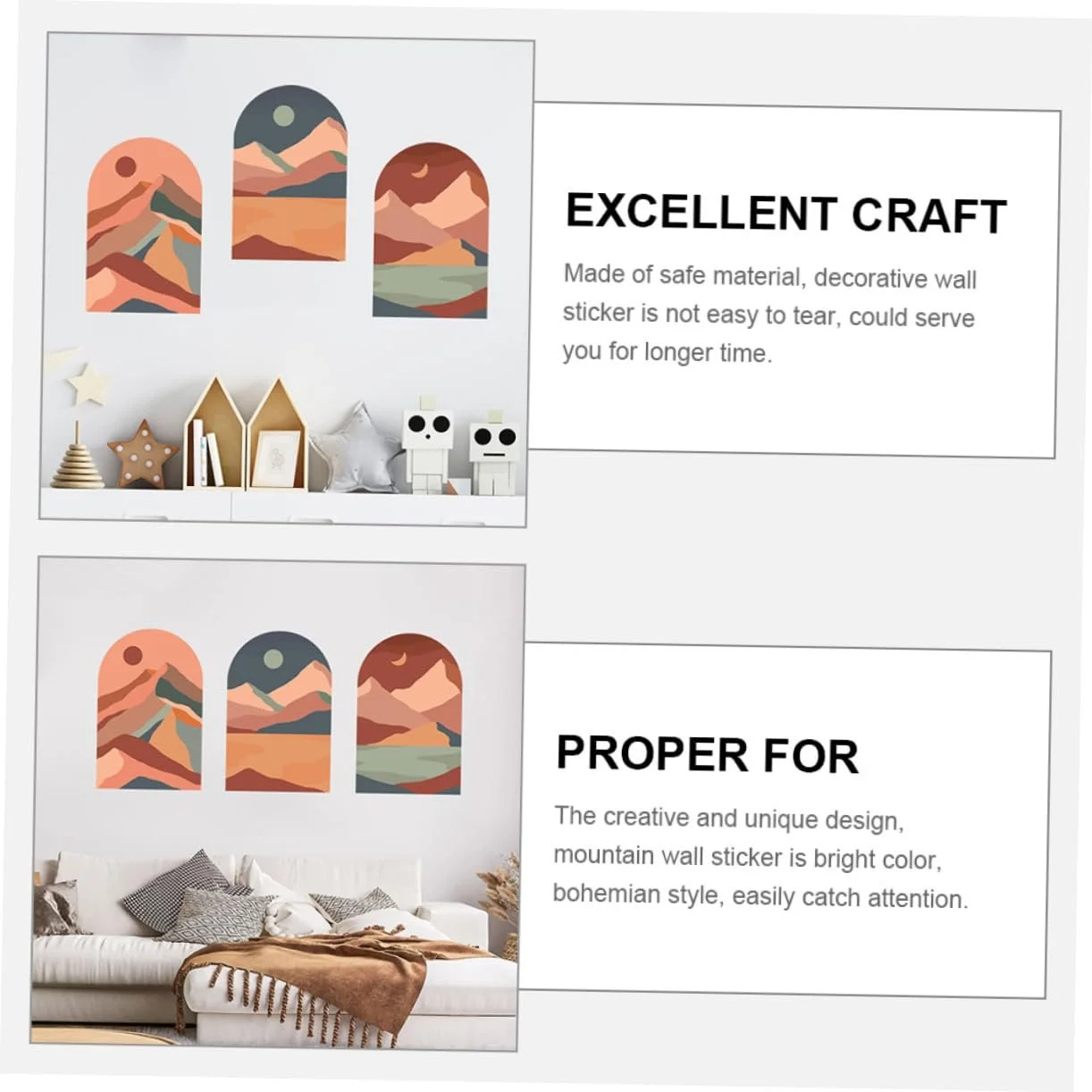 Наклейка на стіну VILLCASE Sun and Moon Bohemian Style Самоклеюча, фото №5