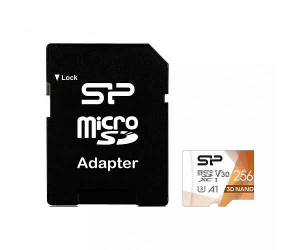 Карта пам'яті Silicon Power 256GB microSDXC UHS-I U3 V30 A1 Class 10 Superior Pro Colorful SD-adapter SP256GBSTXDU3V20AB, фото №1