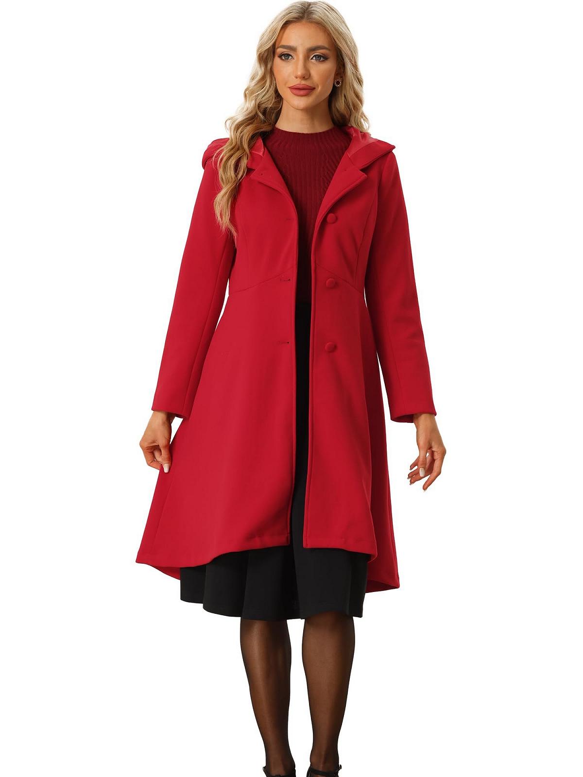 Пальто Allegra K С капюшоном Застежка на пуговицах Планка на пуговицах Миди с карманами, фото №1 Пальто Allegra K С капюшоном Застежка на пуговицах Планка на пуговицах Миди с карманами, фото №1