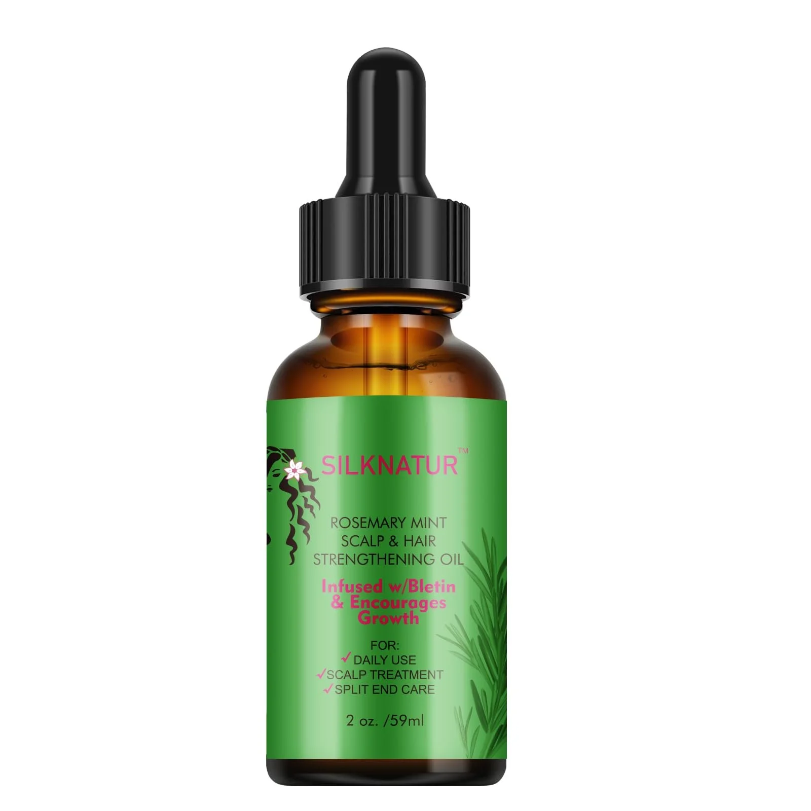 Олія SilkNatur Розмарин та М'ята для Зміцнення Шкіри Голови та Волосся Подвійна Упаковка (2 x 59 мл), фото №2