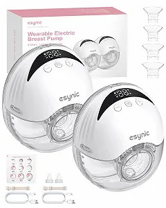 Молоковідсмоктувач електричний портативний eSynic Hands-Free 210 мл 4 режими 12 рівнів 2 шт. White - Фото 1