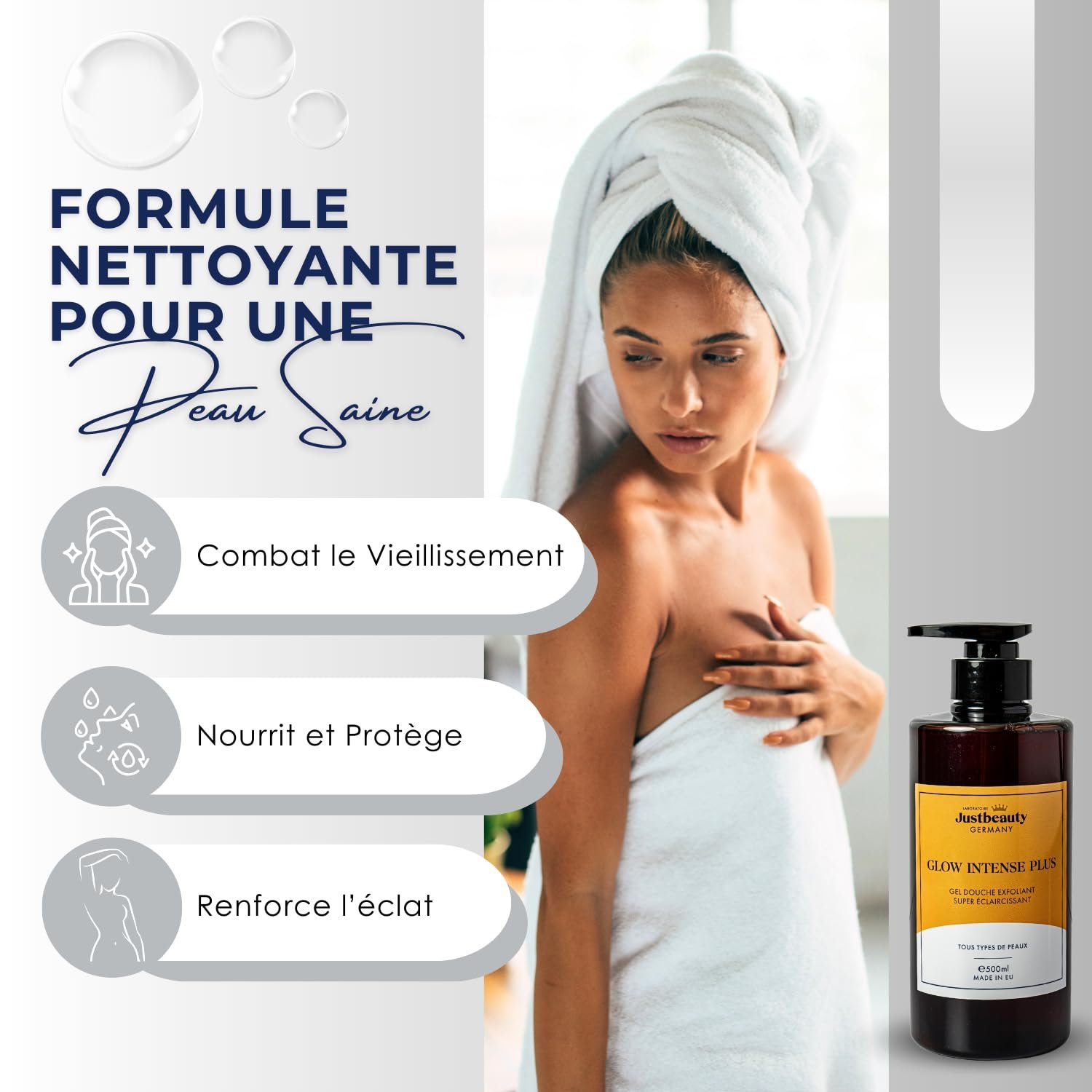 Гель для душу Glow Intense Plus 4-в-1 Ефект пілінгу Kojic Acid, Arbutin & Glutathione, фото №4