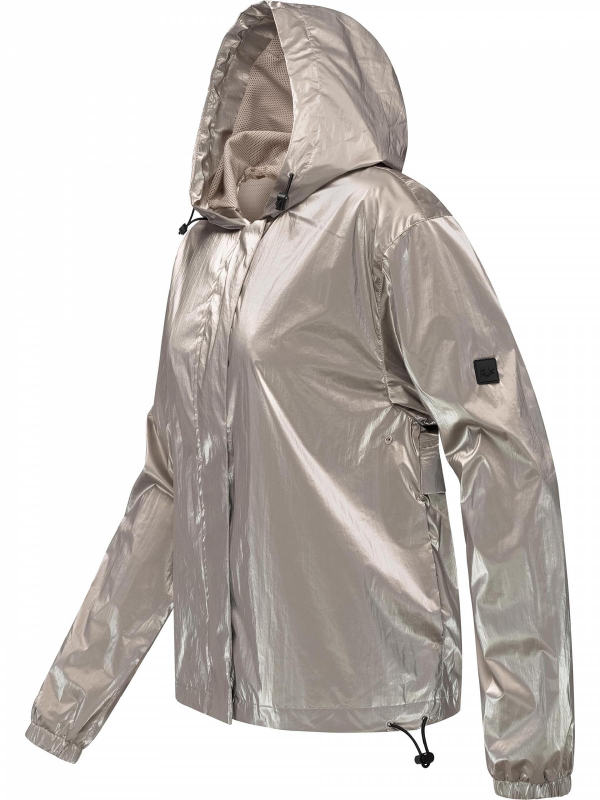 Куртка-бомбер Ragwear Cezanna Shine YOUMODO Легкая женская переходная куртка-бомбер светоотражающая Oversize с капюшоном, металлический вид, фото №7