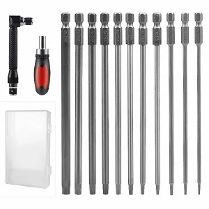 Набор отверток CPROSP Torx 150 мм с коробкой для хранения, длинные Torx биты с 2 отвертками Torx, T6, T7, T8, T9, T10, T15, T20, T25, T27, T30, T40, сталь S2, звездные головки - Фото 1