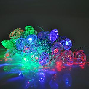 Гірлянди 40LED Сніжок Red Green Blue 1 режим 5метров прозора ізоляція BOX - Фото 1