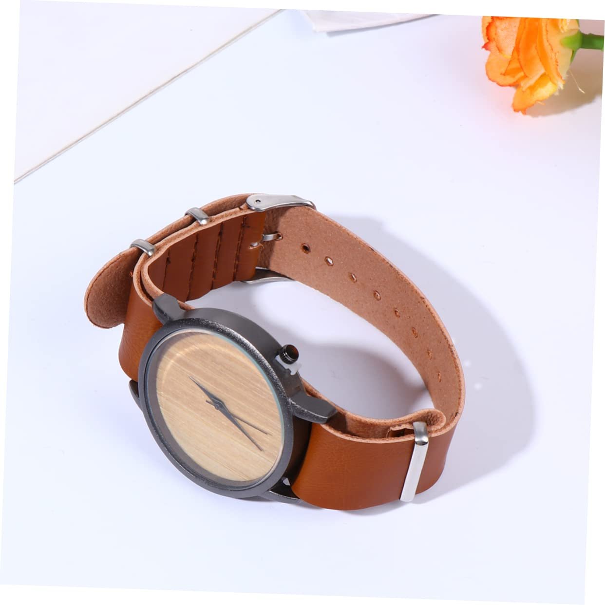 Дерев'яний годинник LIFKOME з шкіряним ремінцем, фото №4