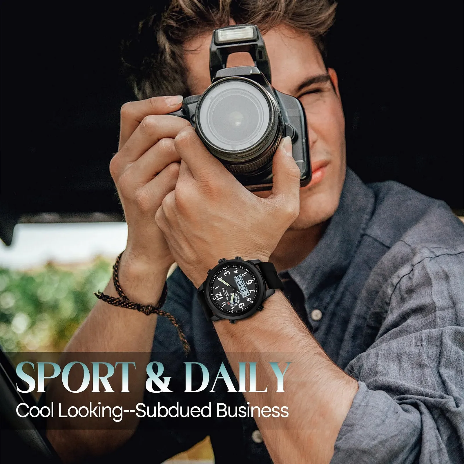 Чоловічий Годинник Цифровий Аналоговий Кварцовий Водонепроникний Спортивний Багатофункціональний, фото №5 Чоловічий Годинник Цифровий Аналоговий Кварцовий Водонепроникний Спортивний Багатофункціональний, фото №5