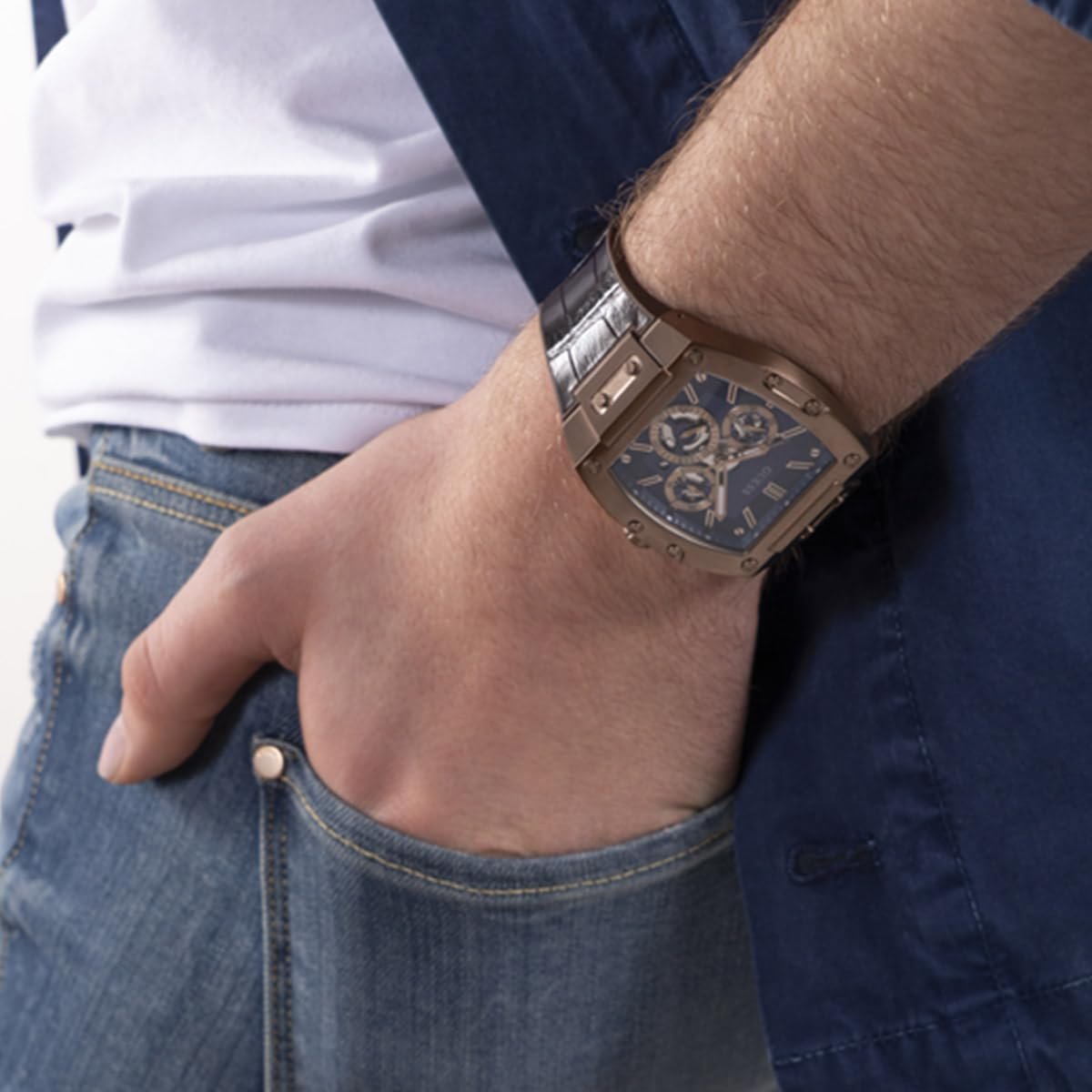 Аналоговий годинник Guess GW0202G2, Різнокольоровий, 43, смужки, фото №6