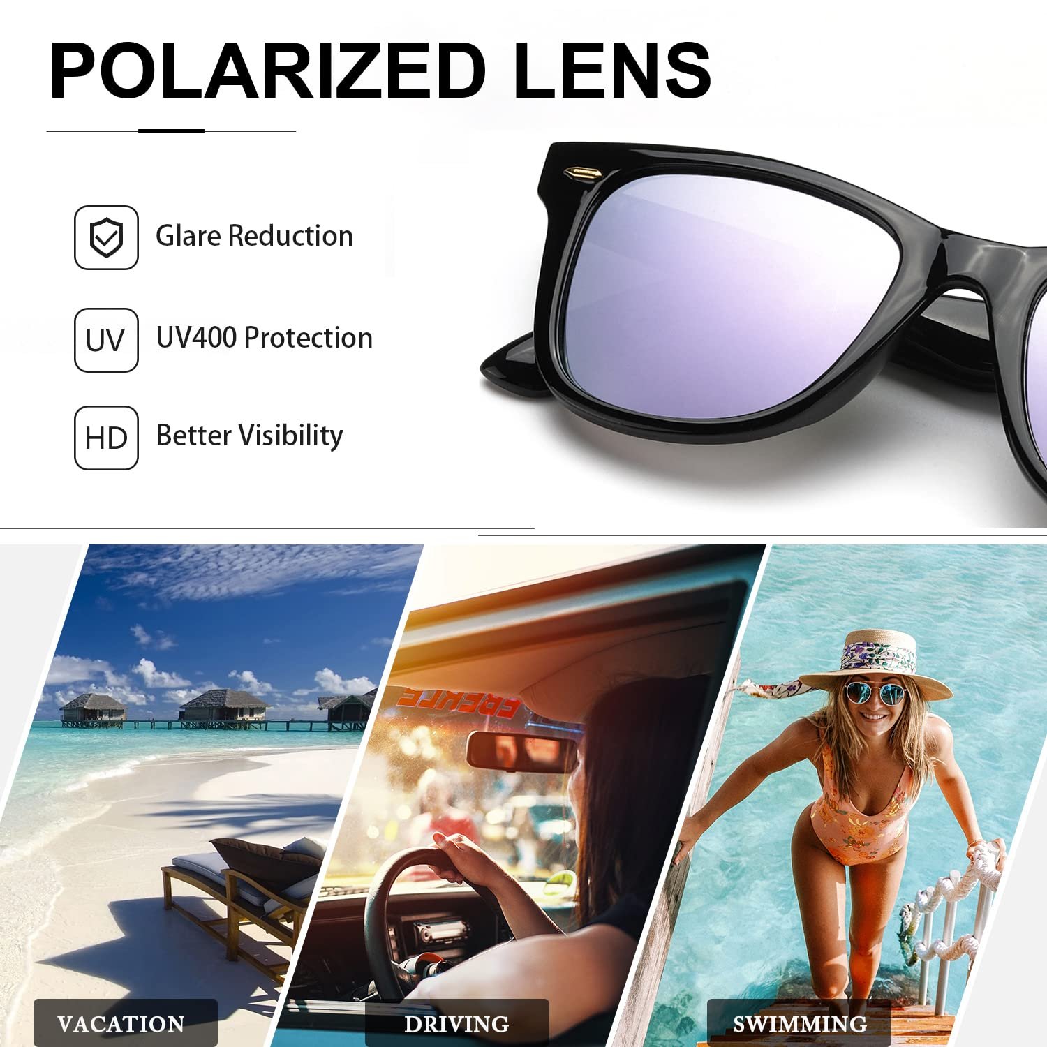 Сонцезахисні окуляри Жіночі Класичні Поляризовані Myiaur Антиблікові 100% Захист від УФ-променів, фото №6 Сонцезахисні окуляри Жіночі Класичні Поляризовані Myiaur Антиблікові 100% Захист від УФ-променів, фото №6