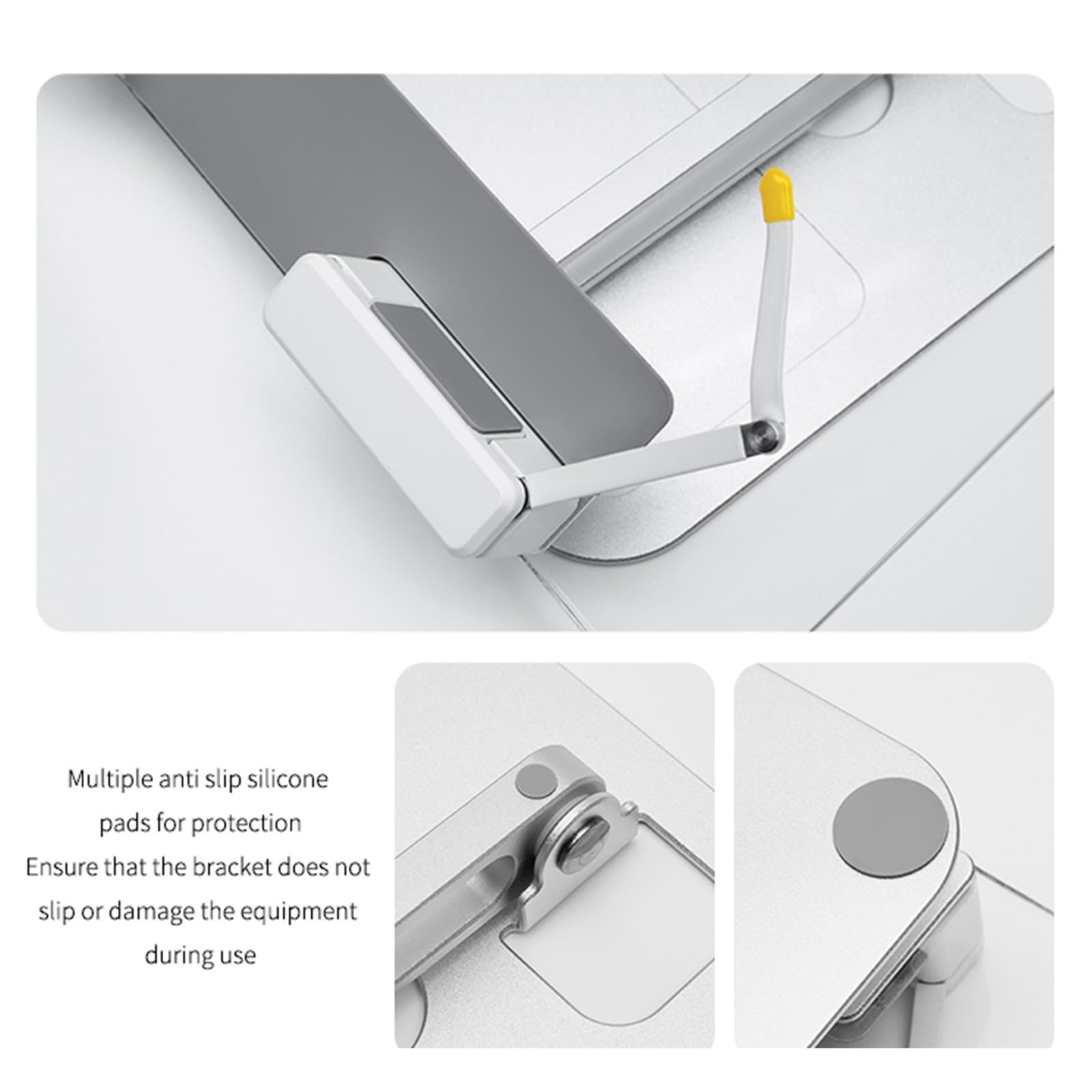 Підставка для ноутбука регульована Dual Axis Foldable, алюмінієва конструкція, обертання 360 прозорий акрил, ергономічний тримач, алюміній/акрил, фото №6