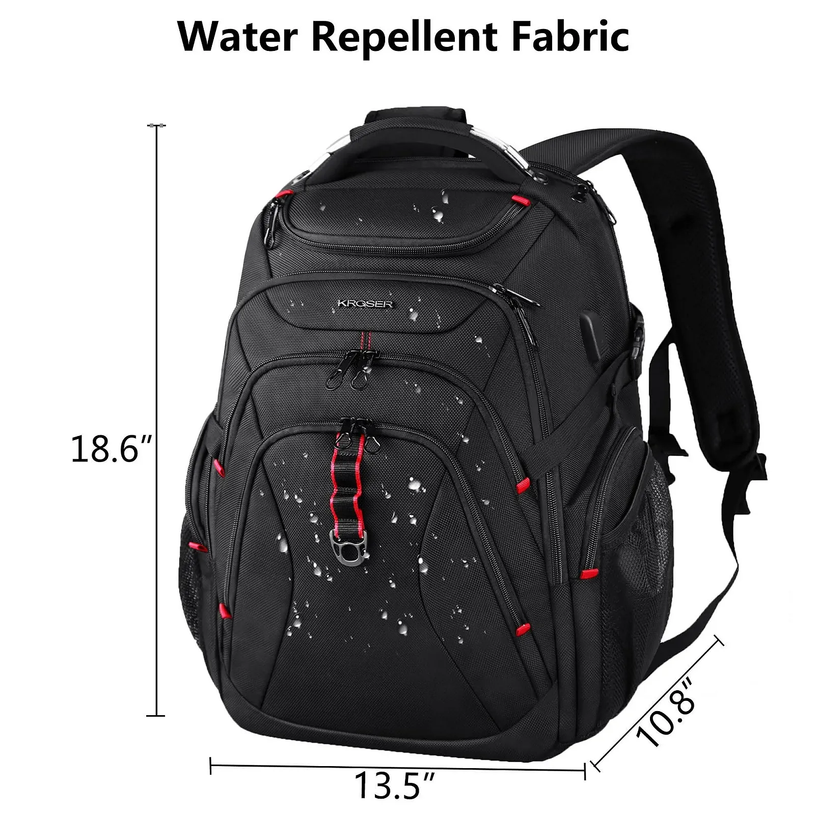 Рюкзак для ноутбука KROSER 17.3" Travel XL Business Daypack Heavy Duty Водонепроницаемый с RFID Черный, фото №2 Рюкзак для ноутбука KROSER 17.3" Travel XL Business Daypack Heavy Duty Водонепроницаемый с RFID Черный, фото №2
