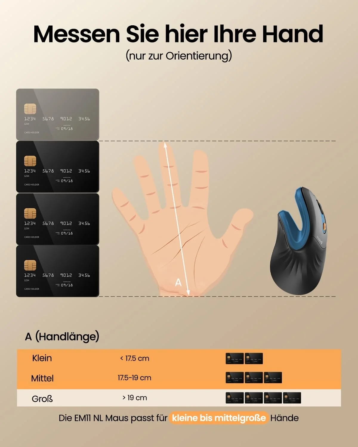 Мышь Вертикальная ProtoArc EM11 NL Эргономичная Беспроводная (Bluetooth + Bluetooth + USB) Черный/Синий, фото №3