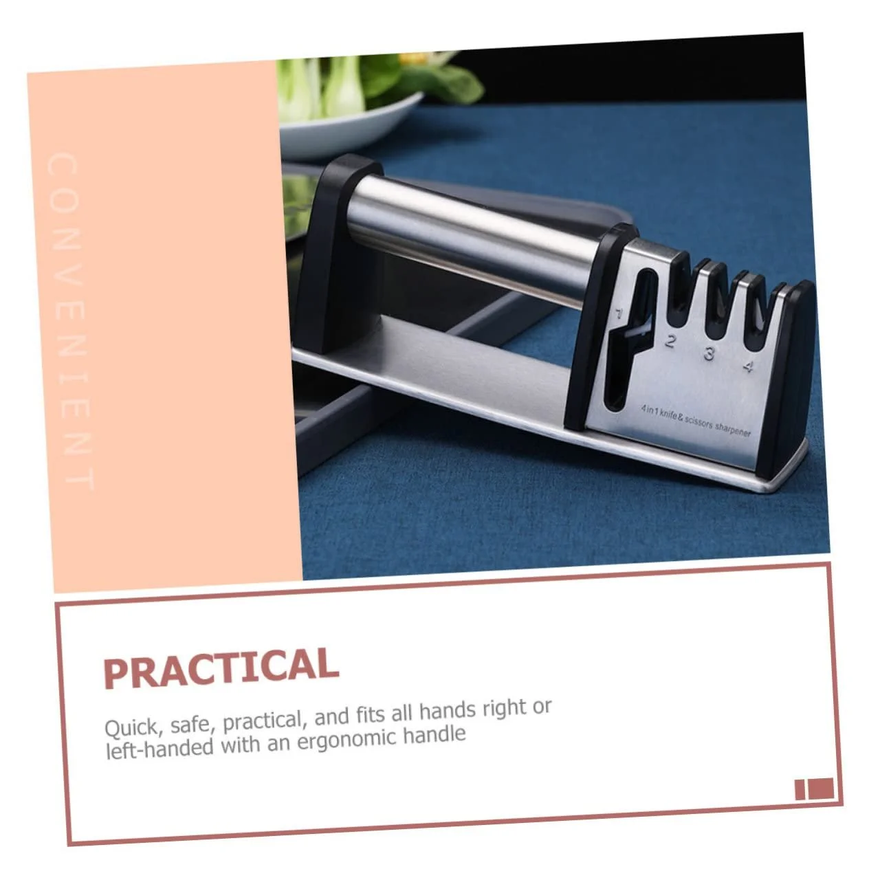 Точило для ножів та ножиць ручна з ергономічною ручкою для дому та професійної кухні, фото №7